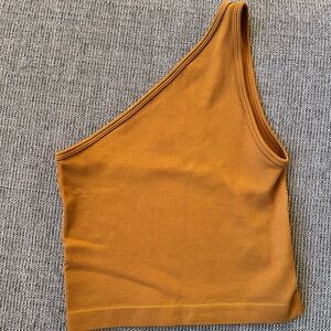 Asymmetrical Brown Stretchy Ribbed Women's Top M Target